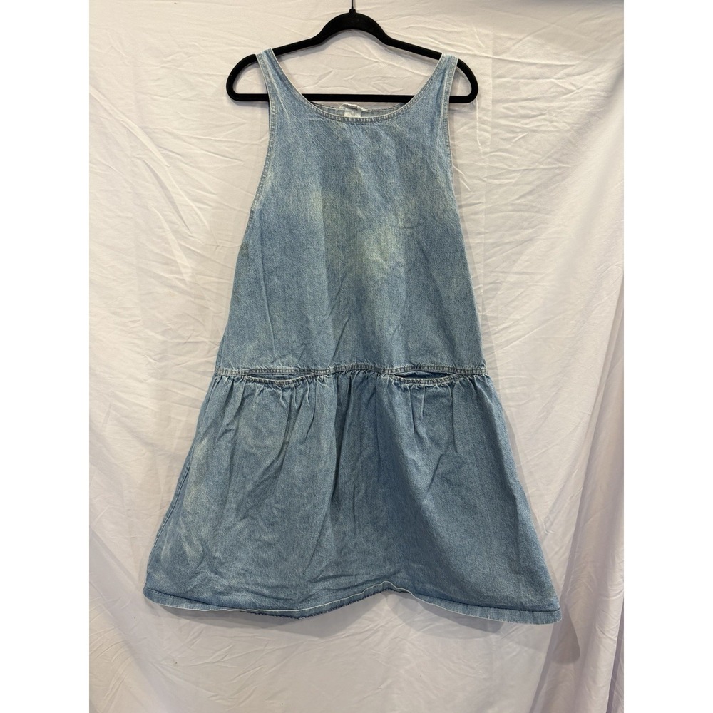 1980's Varari Blue Denim Sleeveless A-Line Dress with Pockets Size m